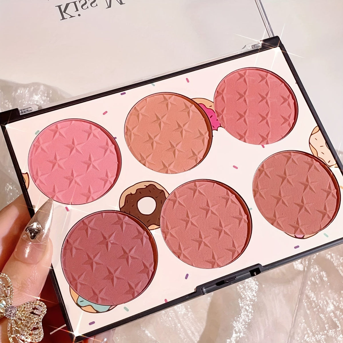KissICON 6 Color Blush Palette 6color Star Print Matte Blush Waterproof