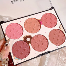 KissICON 6 Color Blush Palette 6color Star Print Matte Blush Waterproof