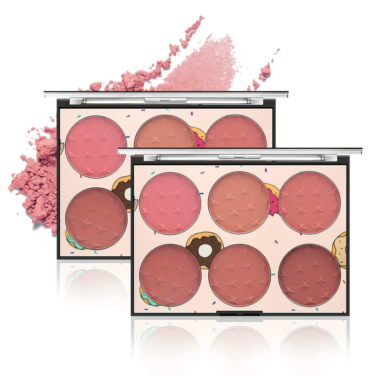 KissICON 6 Color Blush Palette 6color Star Print Matte Blush Waterproof