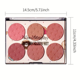 KissICON 6 Color Blush Palette 6color Star Print Matte Blush Waterproof