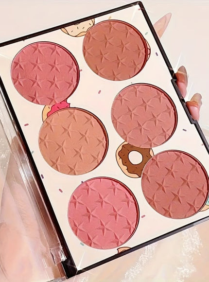 KissICON 6 Color Blush Palette 6color Star Print Matte Blush Waterproof