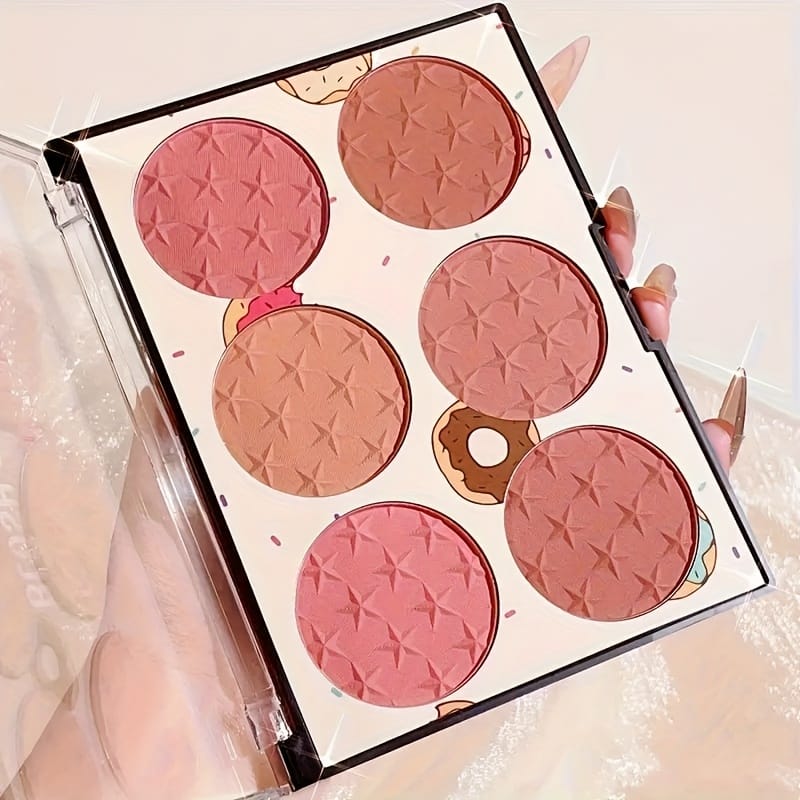 KissICON 6 Color Blush Palette 6color Star Print Matte Blush Waterproof