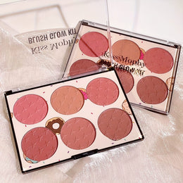 KissICON 6 Color Blush Palette 6color Star Print Matte Blush Waterproof