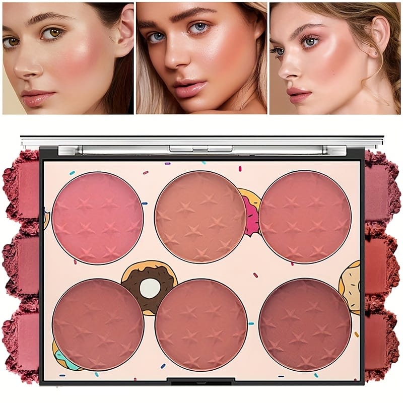 KissICON 6 Color Blush Palette 6color Star Print Matte Blush Waterproof