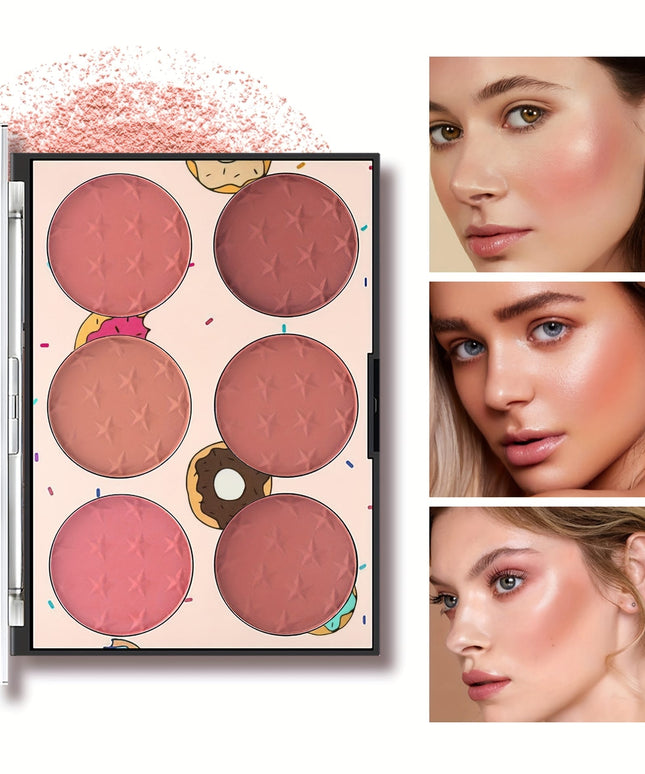 KissICON 6 Color Blush Palette 6color Star Print Matte Blush Waterproof