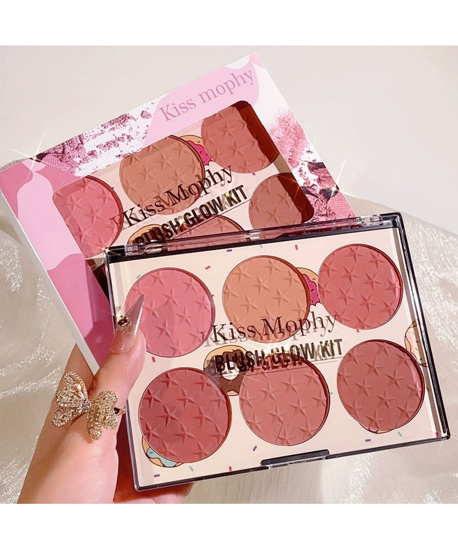 KissICON 6 Color Blush Palette 6color Star Print Matte Blush Waterproof