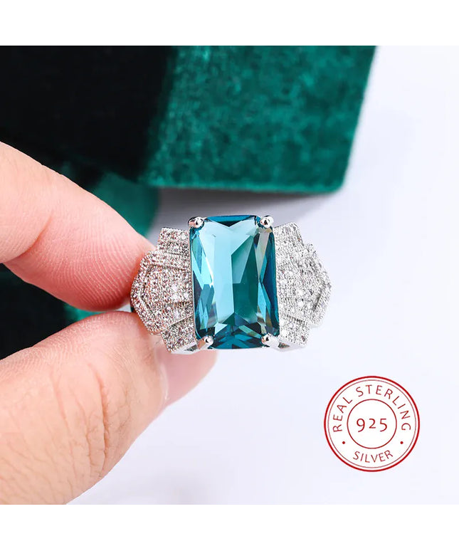 KissICON 6 Kiss Icon Stylish S925 Silver Ring For Women Blue Zircon