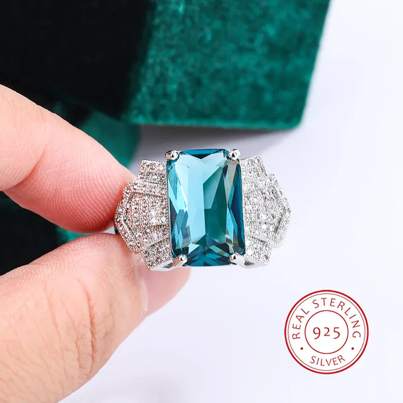 KissICON 6 Kiss Icon Stylish S925 Silver Ring For Women Blue Zircon