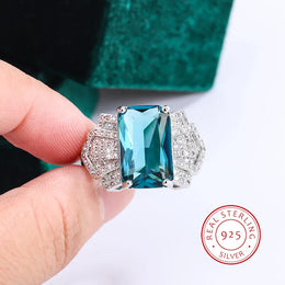 KissICON 6 Kiss Icon Stylish S925 Silver Ring For Women Blue Zircon