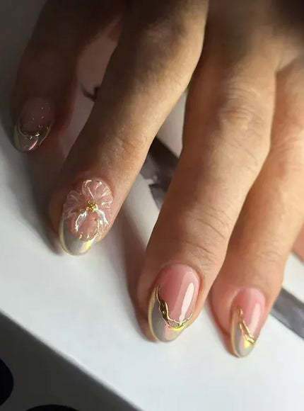 KissICON 6 KissIcon Almond False Nails Glitter French - Glossy