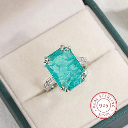 KissICON 6 KissIcon Blue Green Moissanite Ring 925 Silver - Sparkling