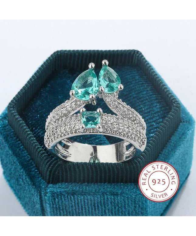 KissICON 6 KissIcon Paraiba Zircon Ring Women - Double Layer Silver