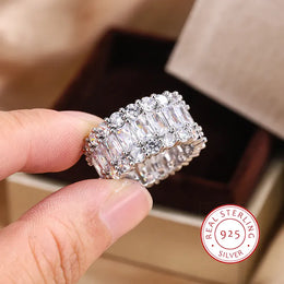 KissICON 6 KissIcon S925 Silver Plated Colorful Big Band Ring - Zircon