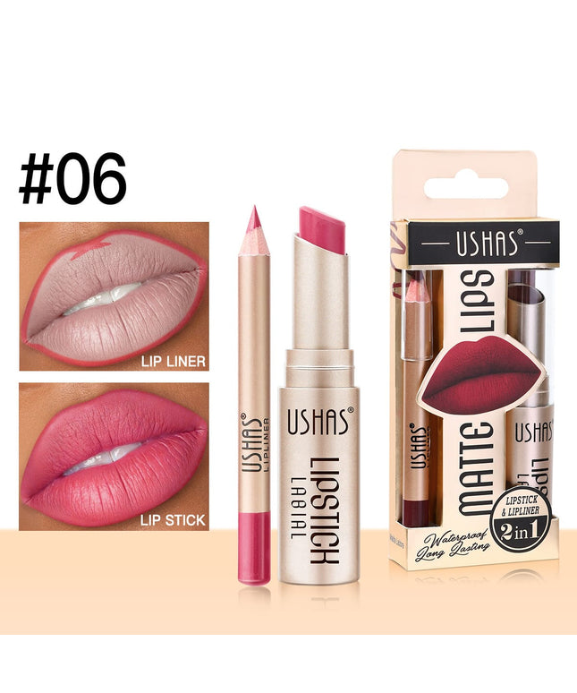 KissICON 6# KissIcon Ushas Lipstick Lipliner Set - Long Lasting