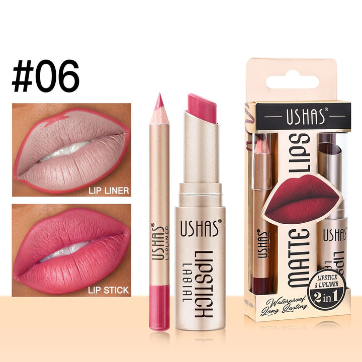 KissIcon Ushas Lipstick Lipliner Set - Long Lasting