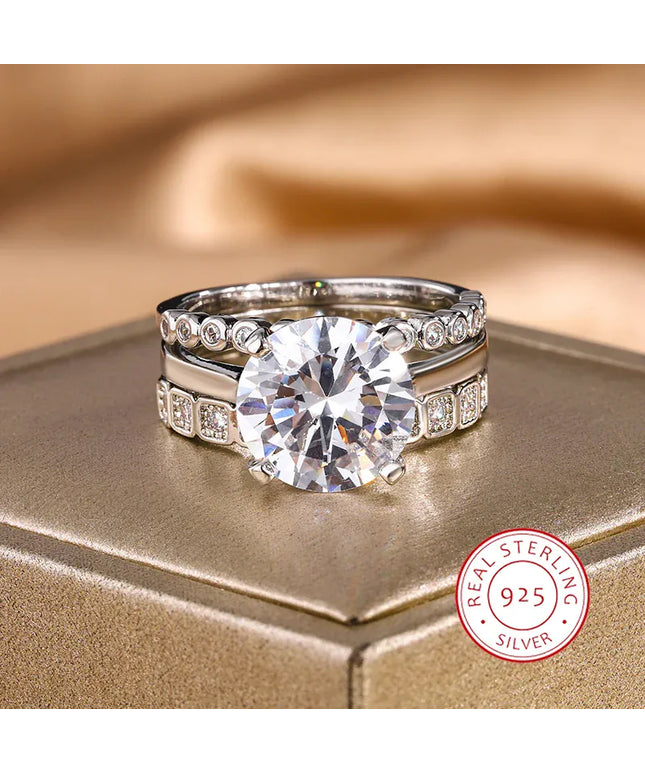 KissICON 6 KissIcon Zircon Shape S925 Silver Ring Women Sparkling AAAA