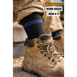 KissICON 6 Pairs Mens Heavy Duty Black Work Socks UK 611