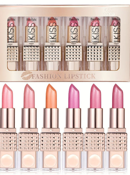 KissICON 6 pearlescent lipsticks 6pc Velvet Gloss Pearl Shine Longlasting