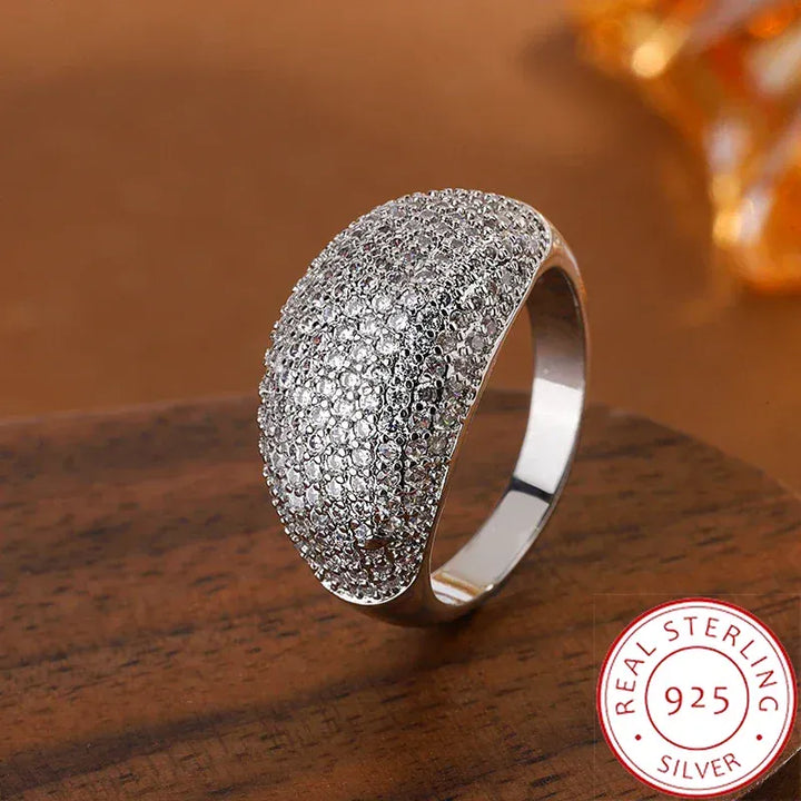 Stylish Zircon Ring For Ladies Shiny AAA Stones Ideal Gift