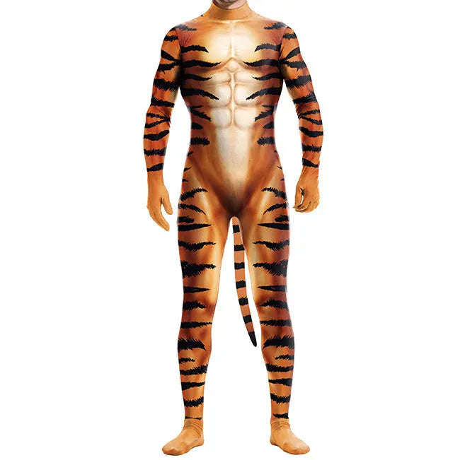 KissICON 6 / XXL Halloween Costume  Adult Mens Wild Animal Cosplay Costume Full Cover 3D Print Beast Petsuit Jumpsuit Bodysuit Tail