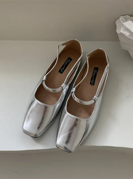 KissICON 607-1 / 40 Flats Shoes for Women Luxury Silver Ballet Shoes