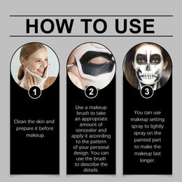 KissICON 60g Boxed Halloween Black White Eyes Face Body Paint Full Coverage Lighweight Foundation Clown Joker Makeup Waterproof Cream Oil Cosplay