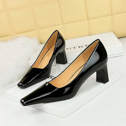 KissICON 6186-1 Black / 39 / CHINA 2024 Spring Versatile Fashion Shallow Mouth Patent Leather