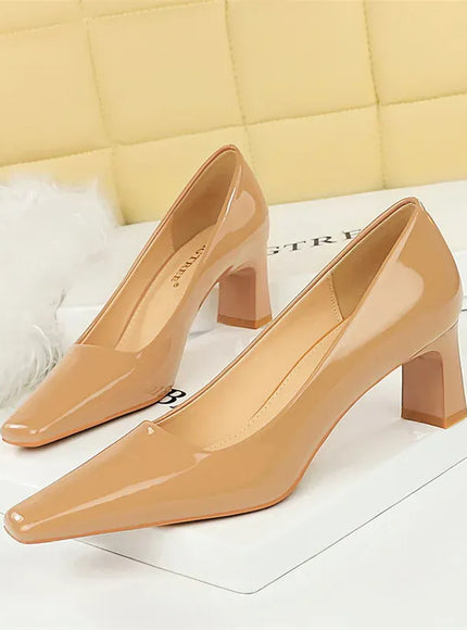 KissICON 6186-1 Nude / 34 / CHINA 2024 Spring Versatile Fashion Shallow Mouth Patent Leather