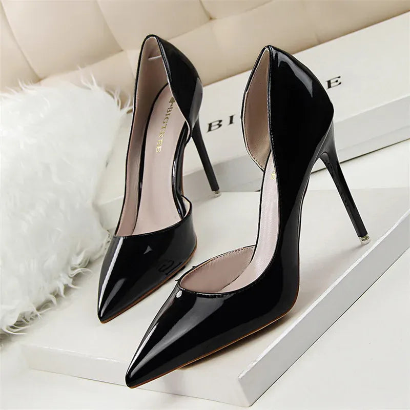 KissICON 638-5 Black / 35 / CHINA Candy Color Patent Leather Shallow Mouth Pointed Toe