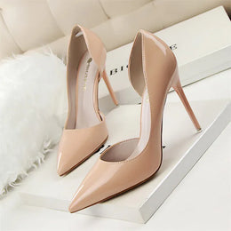 KissICON 638-5 Nude / 36 / CHINA Candy Color Patent Leather Shallow Mouth Pointed Toe
