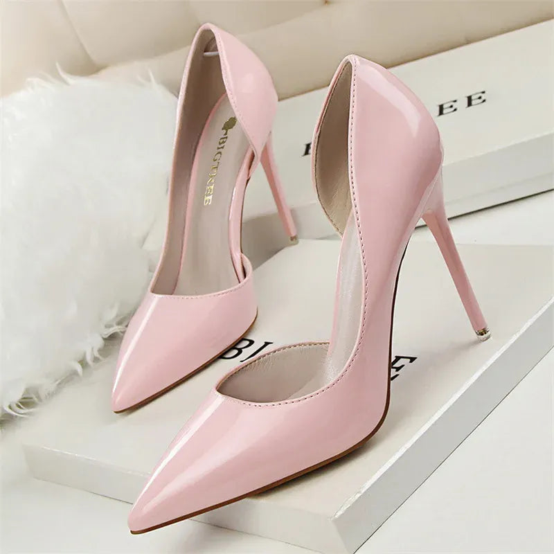 KissICON 638-5 Pink / 39 / CHINA Candy Color Patent Leather Shallow Mouth Pointed Toe