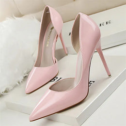 KissICON 638-5 Pink / 39 / CHINA Candy Color Patent Leather Shallow Mouth Pointed Toe