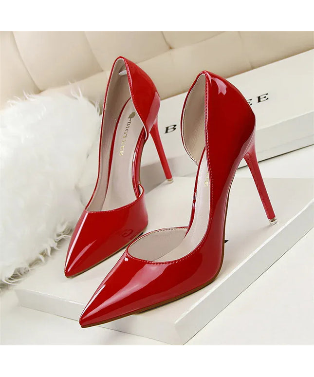 KissICON 638-5 Red / 34 / CHINA Candy Color Patent Leather Shallow Mouth Pointed Toe