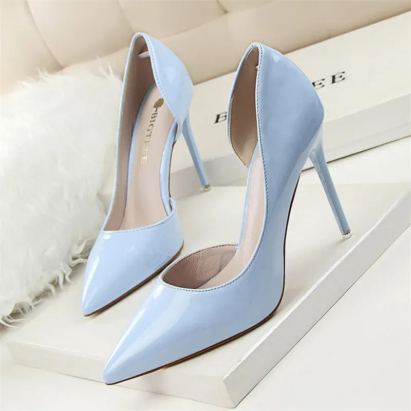 KissICON 638-5 sky blue / 38 / CHINA Candy Color Patent Leather Shallow Mouth Pointed Toe
