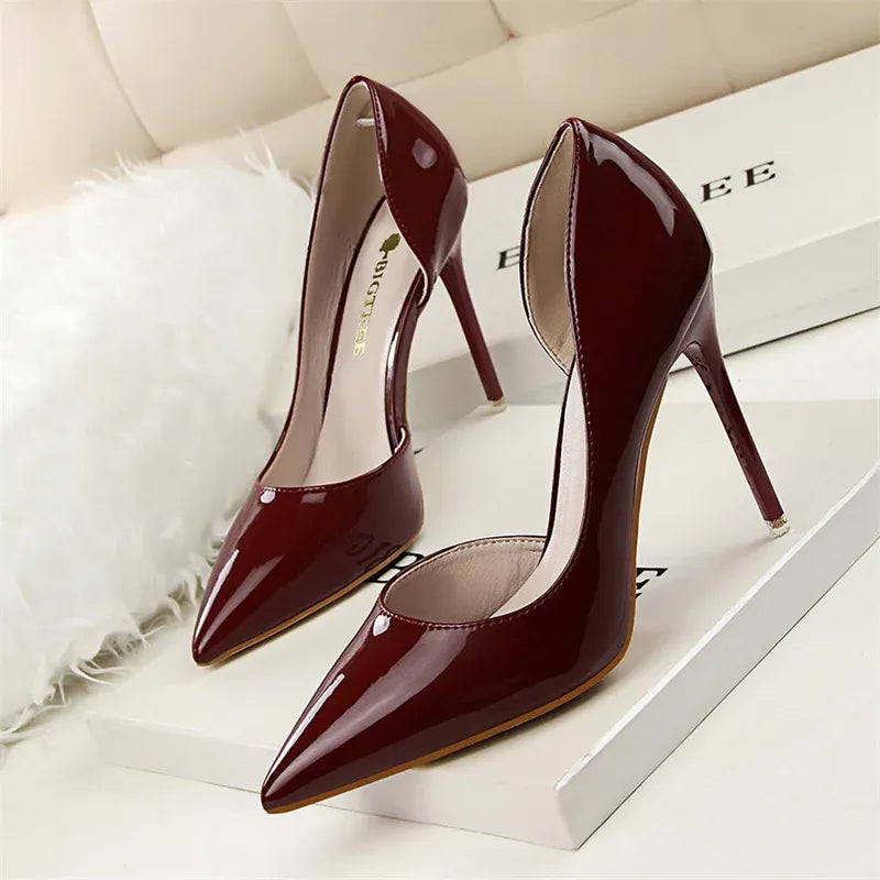 KissICON 638-5Claret / 34 / CHINA Candy Color Patent Leather Shallow Mouth Pointed Toe