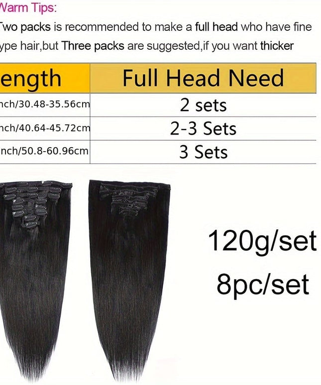 KissIcon Straight Clip Human Hair Extensions - RemyBrazilian