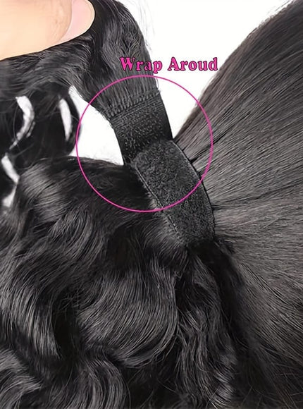 KissIcon Human Hair Water Wave Ponytail - Natural