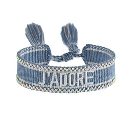 KissICON 68 stone Rhinestone Embroidery Woven Bracelets Adjustable Rope Stackable Bangle For Women