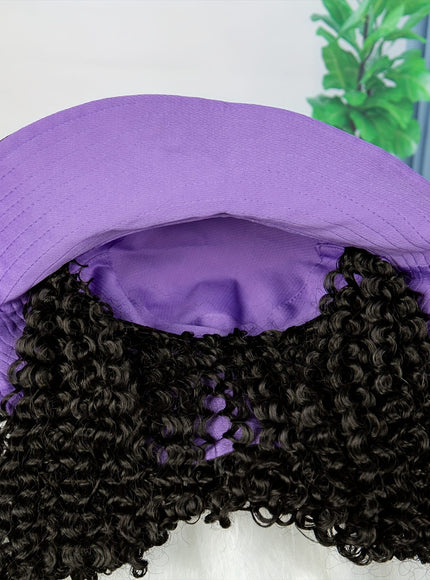 Kissicon Hat Wig Long Curly Heat