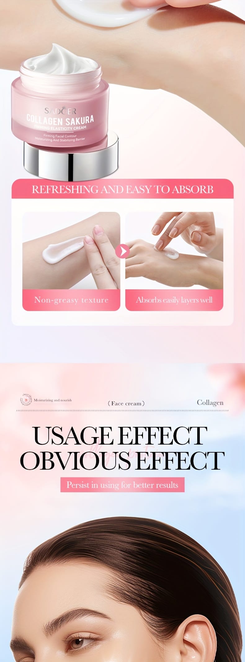 KissICON 50g(1.76oz) Collagen Sakura Firming Elasticity Face Cream - Non