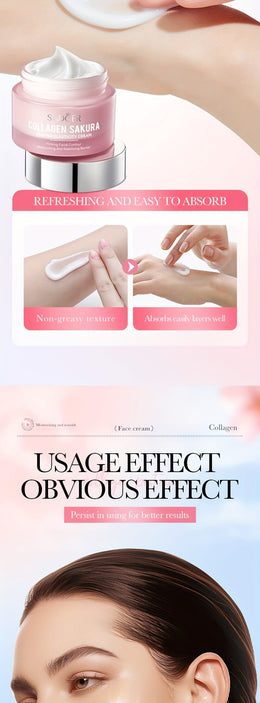 KissICON 50g(1.76oz) Collagen Sakura Firming Elasticity Face Cream - Non