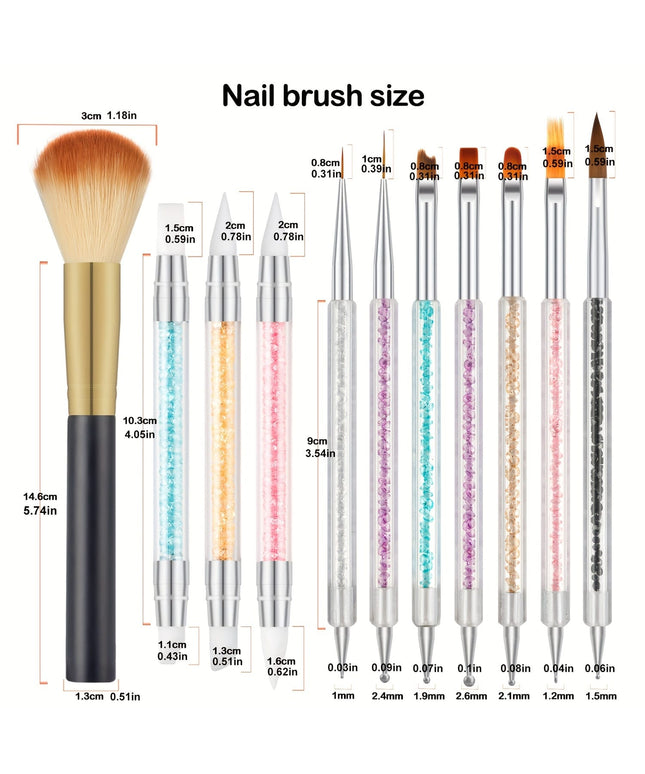 KissIcon 11Pcs Nail Art Brushes Set - Double