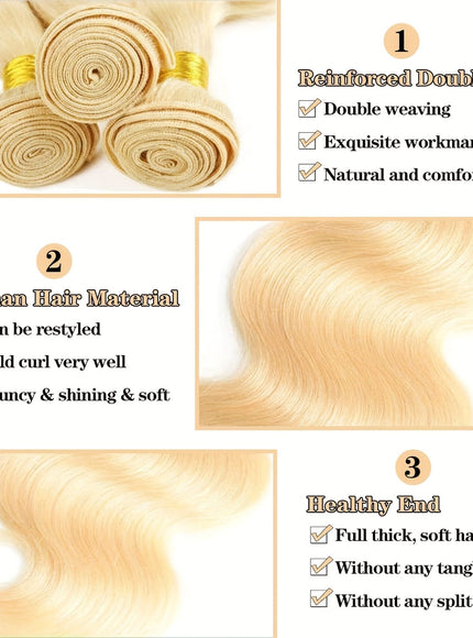 KissIcon Body Wave 613 Blonde Hair Extensions Natural