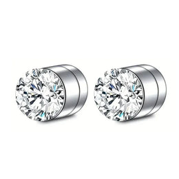 KissICON 6mm Style B 1 Pairs Crystal Strong Magnetic Ear Stud Clip Earrings for Men Women Punk Round Zircon Magnet Earrings Non Piercing Jewelry