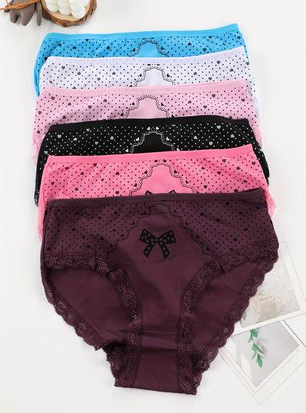 KissICON 6pc Elegant Floral Butterfly Lace Trim Briefs – Soft