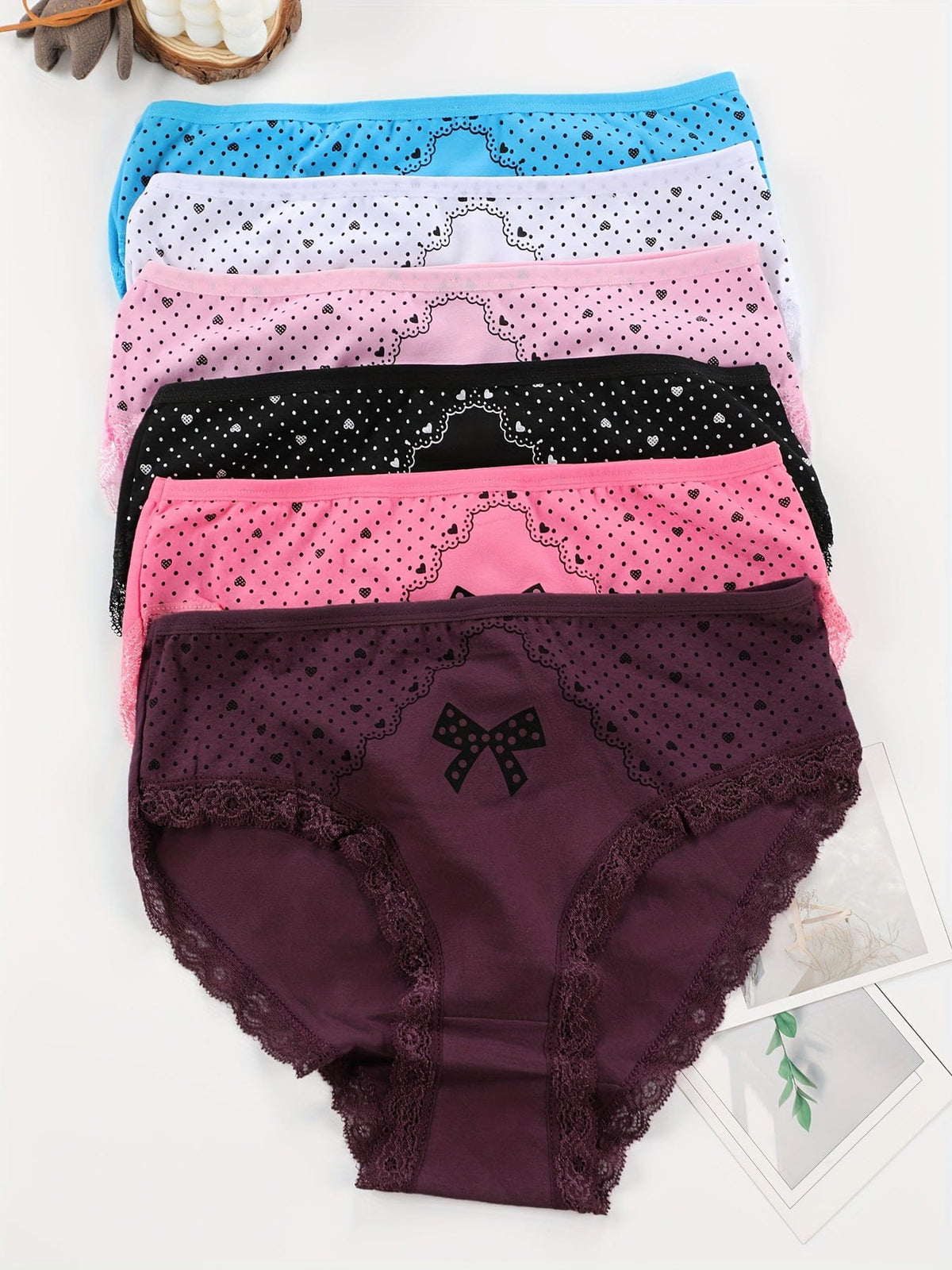 KissICON 6pc Elegant Floral Butterfly Lace Trim Briefs – Soft