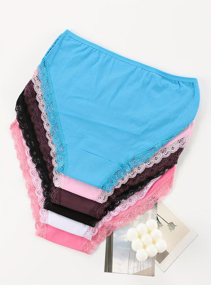KissICON 6pc Elegant Floral Butterfly Lace Trim Briefs – Soft