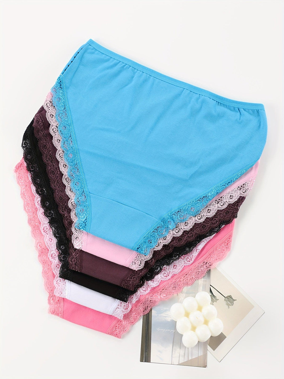 KissICON 6pc Elegant Floral Butterfly Lace Trim Briefs – Soft