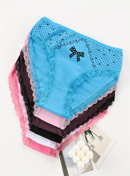 KissICON 6pc Elegant Floral Butterfly Lace Trim Briefs – Soft