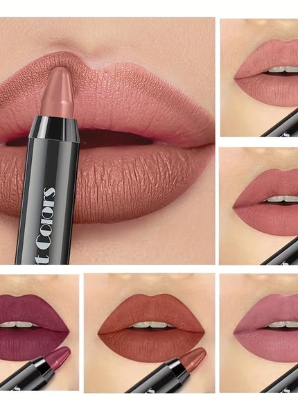 KissICON 6pcs Crayon Lipstick Set Matte Finish Moisturizing Lipliner